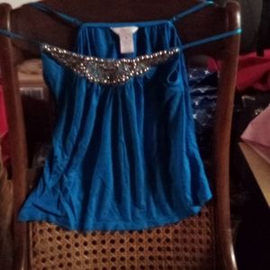 S Candies cropped embellished blue cami